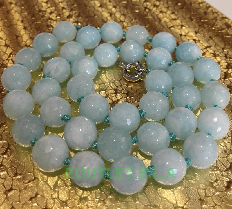 10mm GENUINE FACETED AMAZON STONE NECKLACE-46cm